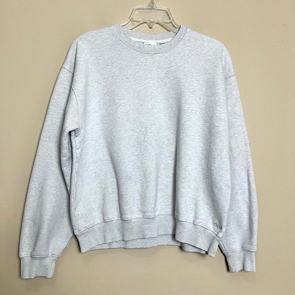 Aritzia TNA Sweatfleece Cozy Fleece Perfect Fit Crewneck Sweatshirt Heather Gray